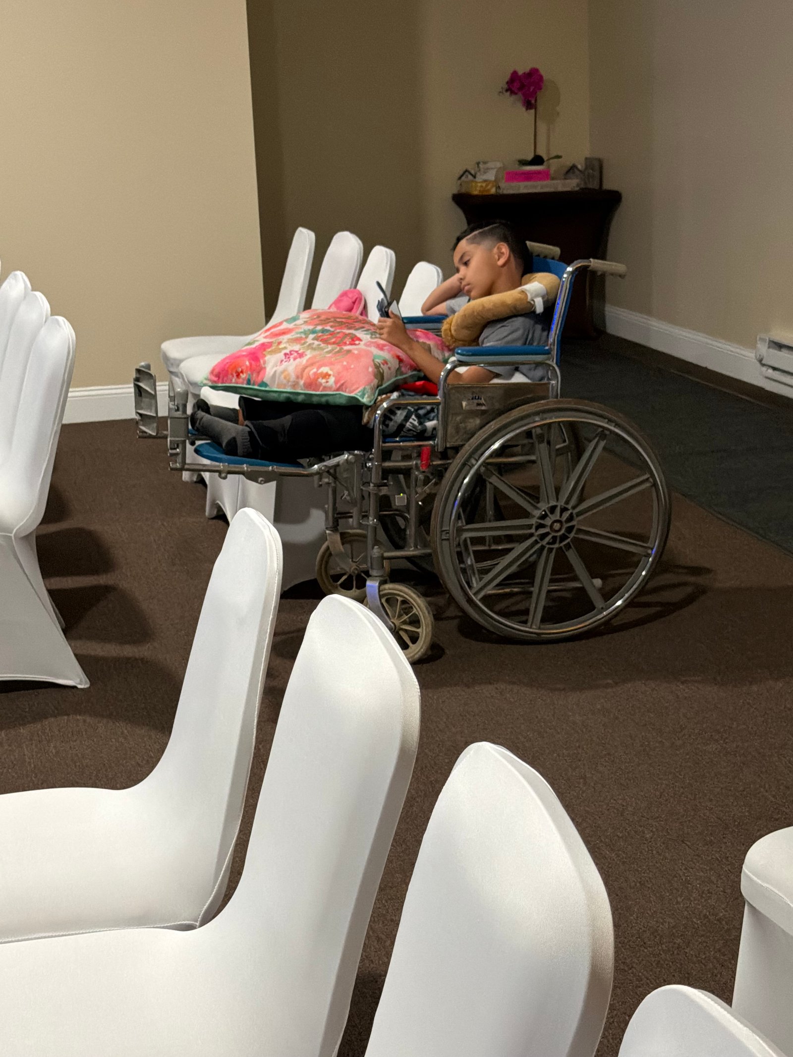 A child using a wheelchair lent by Project Exartizo