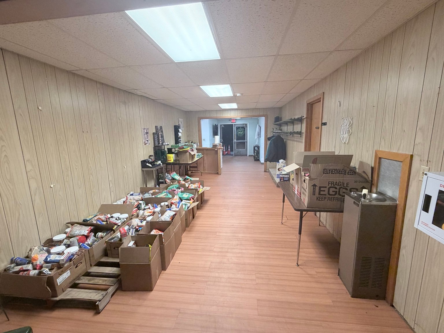 Food boxes prepared for distribution